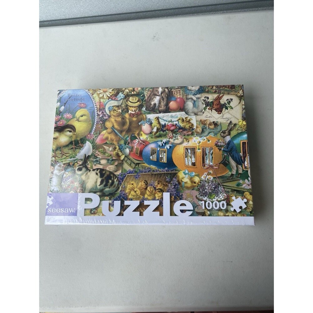 Seesaw Spring Easter Wishes 1000 Piece Jigsaw Puzzle Rabbit Chicks Bunnies New